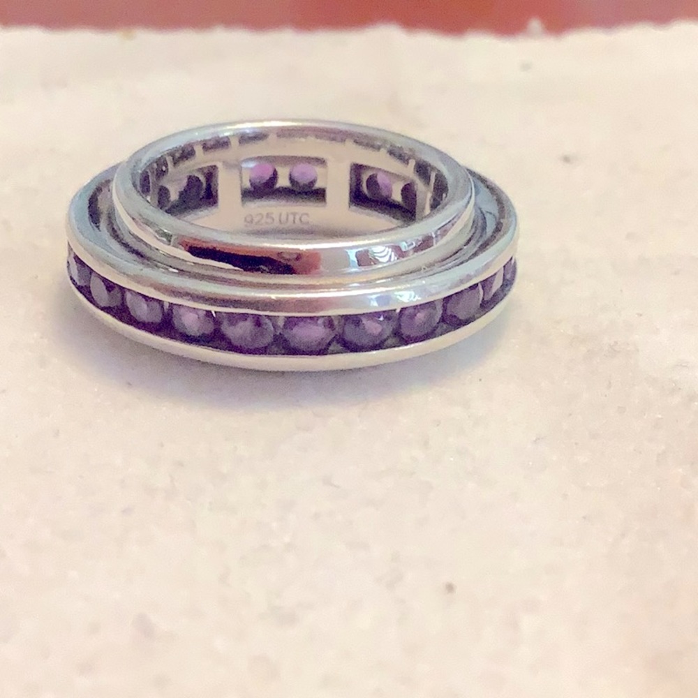Sterling Silver Amethyst Stack Band Ring - image 7
